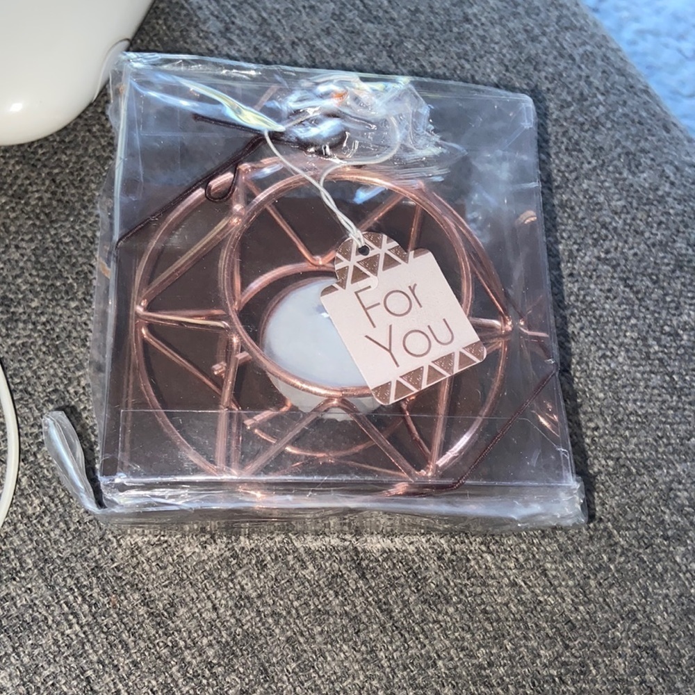 New Geometric Design Rose Gold Metal Tea Light Candle Holders T9